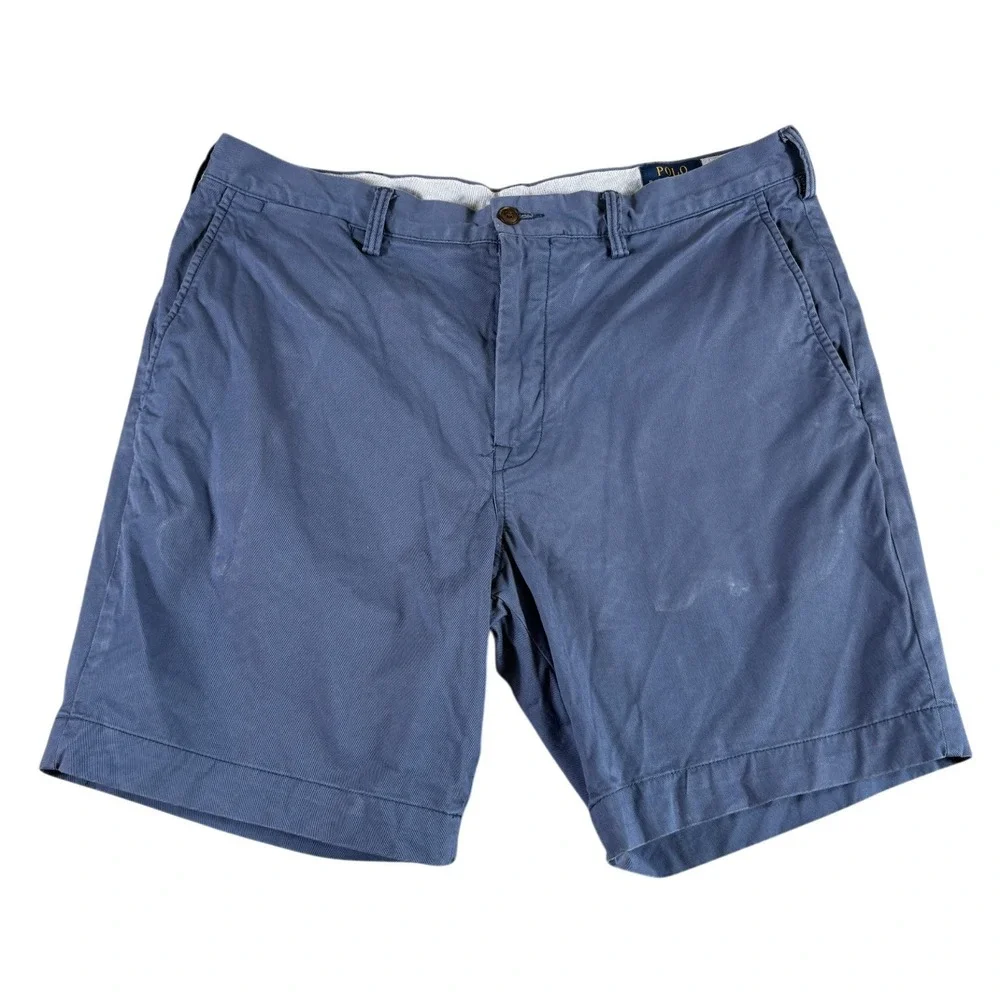 Polo Ralph Lauren Chino Shorts Mens 36 Blue Washed Premium Stretch Classic Fit
